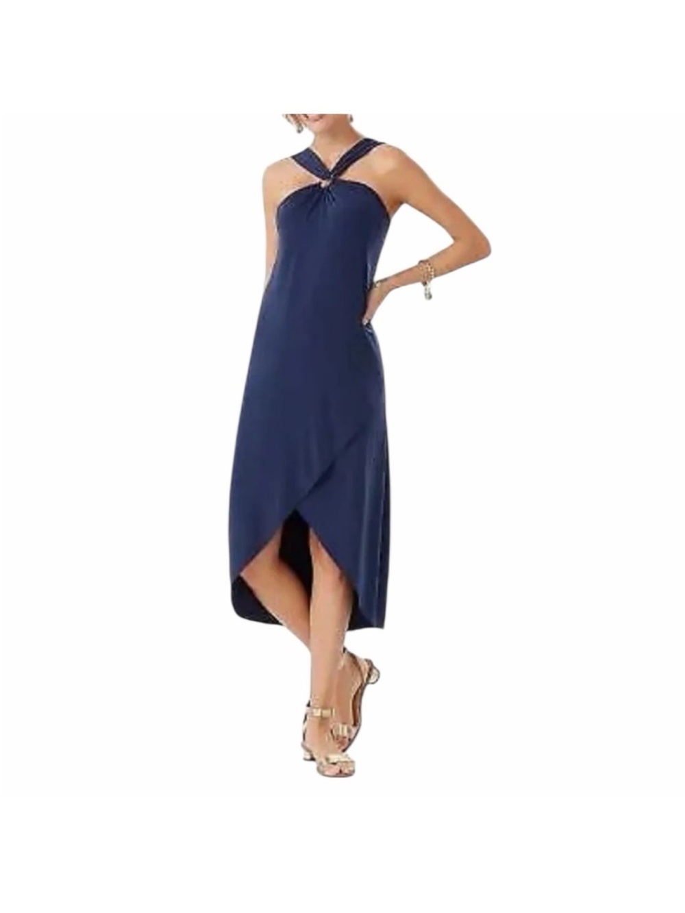 Tommy Bahama Carmela Halter Maxi Dress -Island Navy  -Lg  NWT!